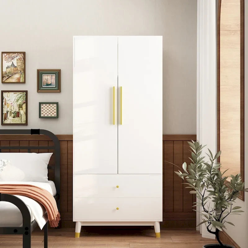 Wardrobe Closet Armoire with 2 Doors Wooden Clothes Storage Cabinet 27