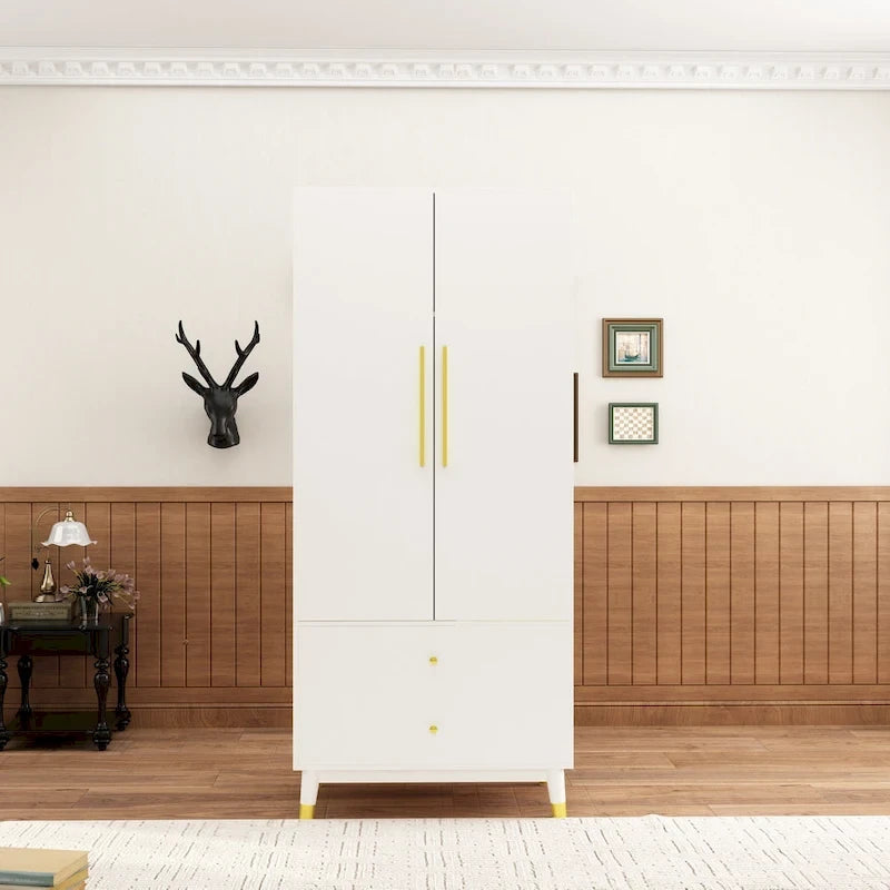 Wardrobe Closet Armoire with 2 Doors Wooden Clothes Storage Cabinet 28