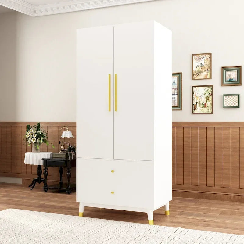 Wardrobe Closet Armoire with 2 Doors Wooden Clothes Storage Cabinet 30