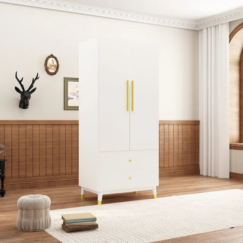 Wardrobe Closet Armoire with 2 Doors Wooden Clothes Storage Cabinet 31