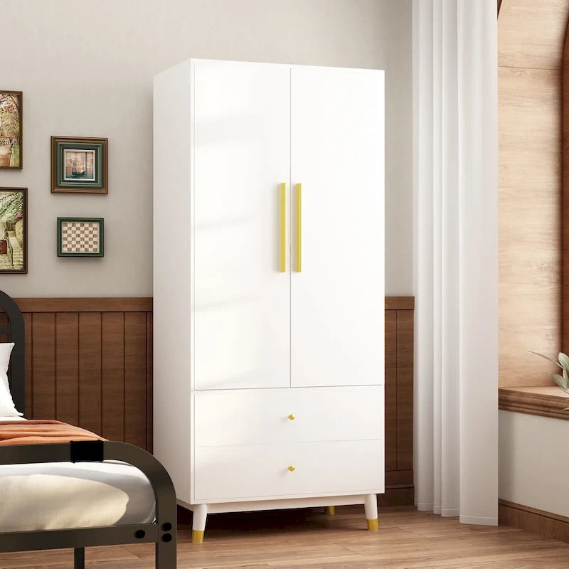 Wardrobe Closet Armoire with 2 Doors Wooden Clothes Storage Cabinet 33