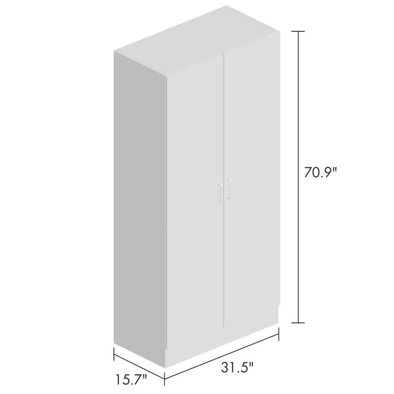 2-Door Wardrobe Armoires Freestanding Bedroom Armoire with Hanging Rod 4