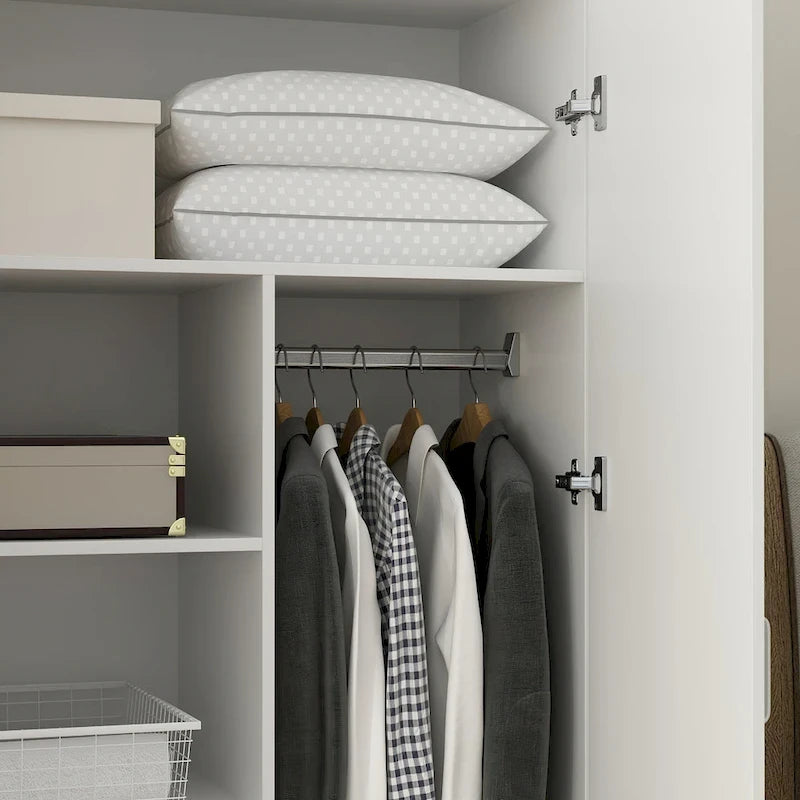 2-Door Wardrobe Armoires Freestanding Bedroom Armoire with Hanging Rod 6