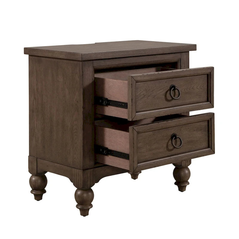 Americana Farmhouse Dusty Taupe 2 Drawer Nightstand with Charging Station 3