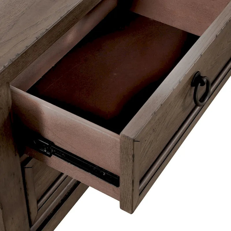 Americana Farmhouse Dusty Taupe 2 Drawer Nightstand with Charging Station 5