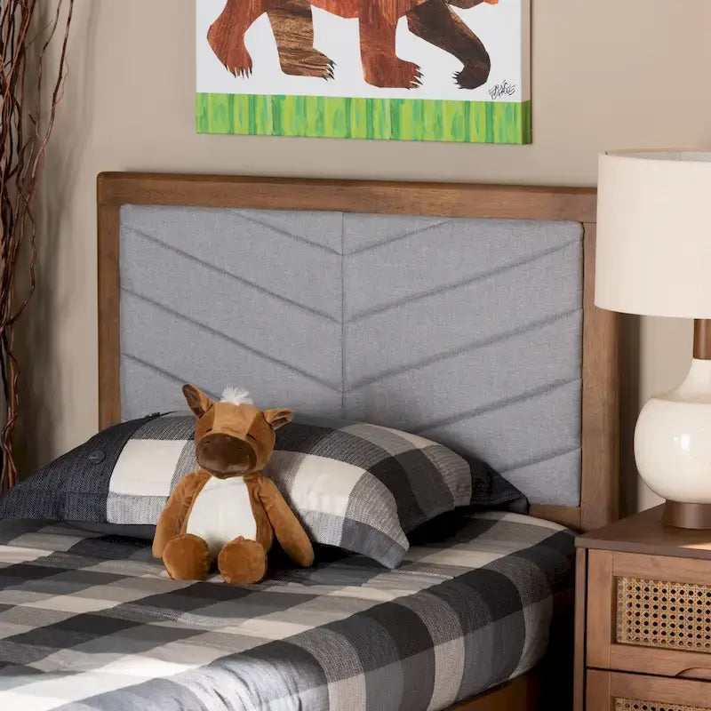 Iden Modern and Contemporary Fabric and Wood Twin Headboard in Grey 5