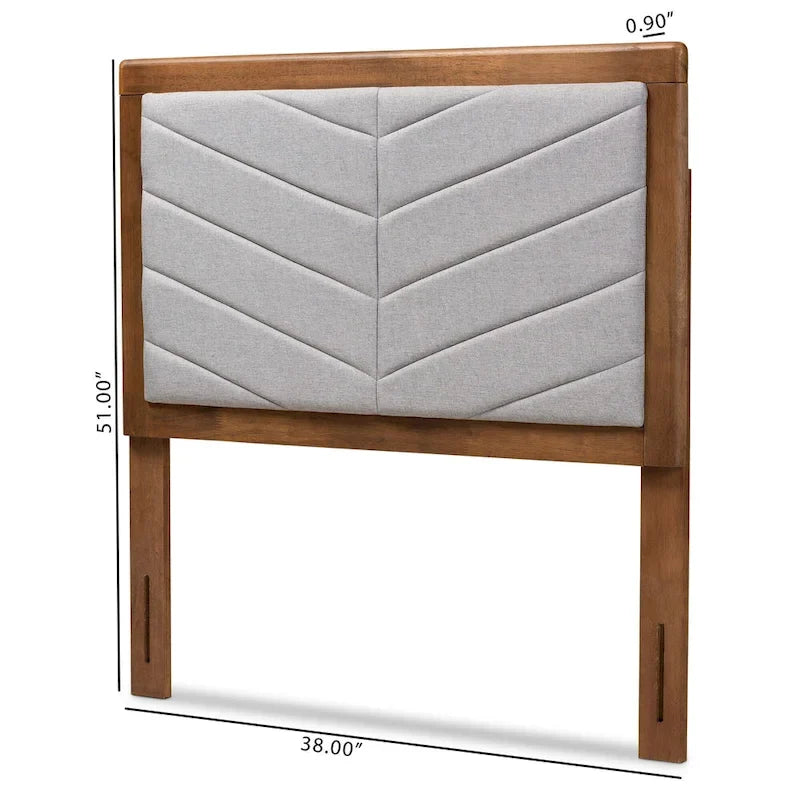 Iden Modern and Contemporary Fabric and Wood Twin Headboard in Grey 7