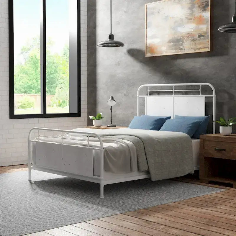 Furniture of America Ways Industrial Metal Panel Bed with Support Legs 5