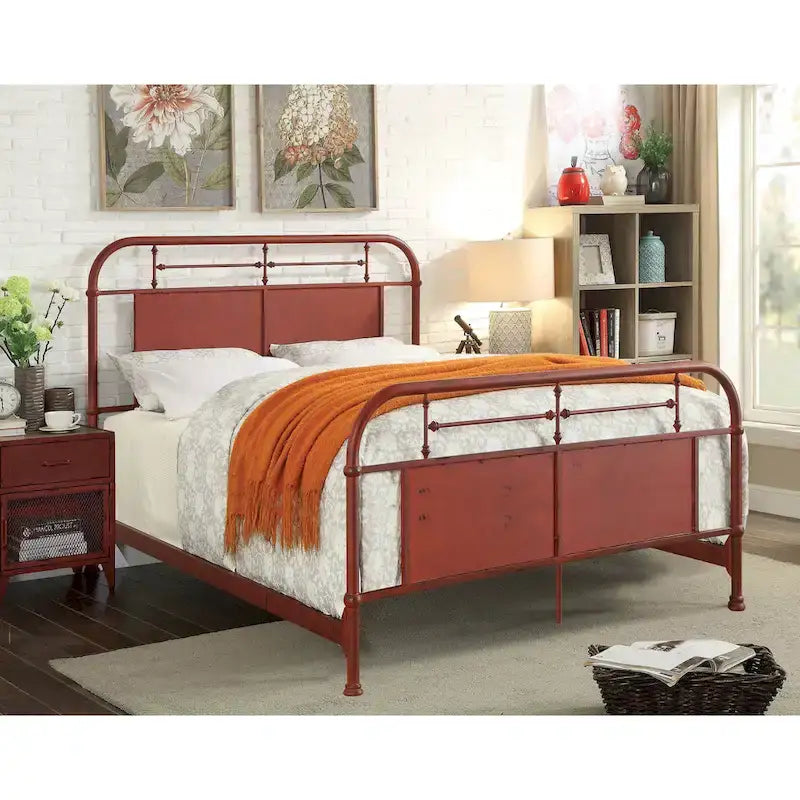 Furniture of America Ways Industrial Metal Panel Bed with Support Legs 7