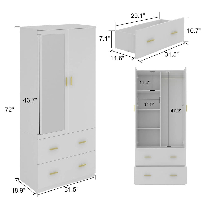 Freestanding Modern Minimalist Bedroom Wooden Armoire Wardrobe 5