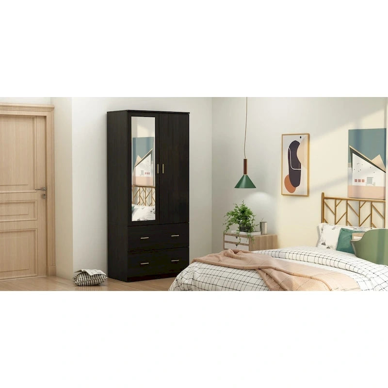 Freestanding Modern Minimalist Bedroom Wooden Armoire Wardrobe 7