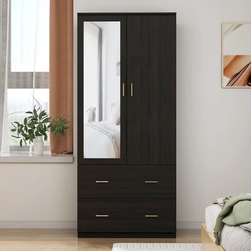 Freestanding Modern Minimalist Bedroom Wooden Armoire Wardrobe 8