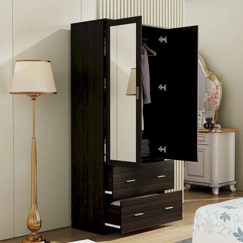 Freestanding Modern Minimalist Bedroom Wooden Armoire Wardrobe 10
