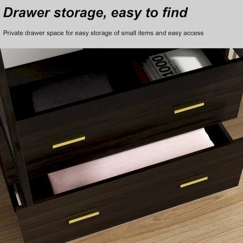 Freestanding Modern Minimalist Bedroom Wooden Armoire Wardrobe 14