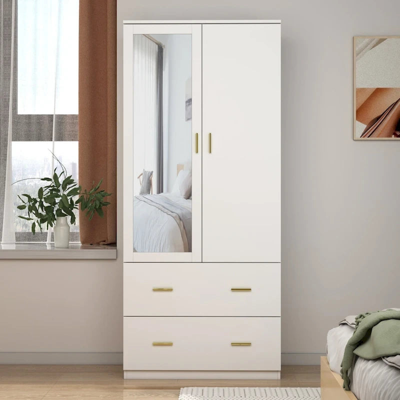Freestanding Modern Minimalist Bedroom Wooden Armoire Wardrobe 15