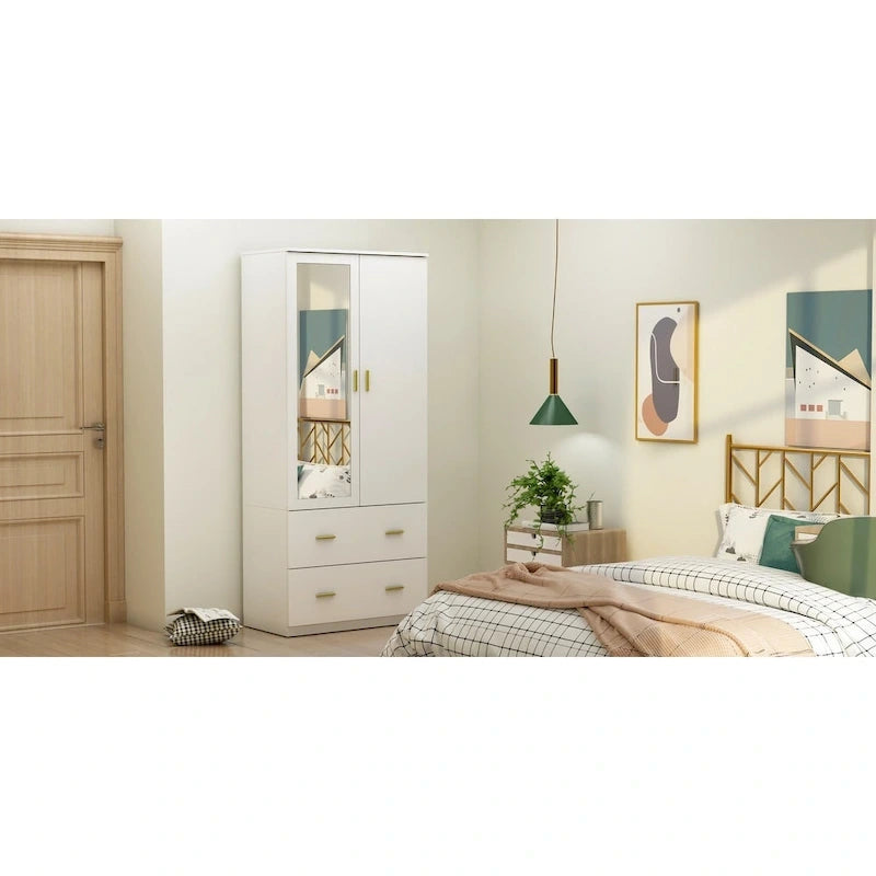 Freestanding Modern Minimalist Bedroom Wooden Armoire Wardrobe 16