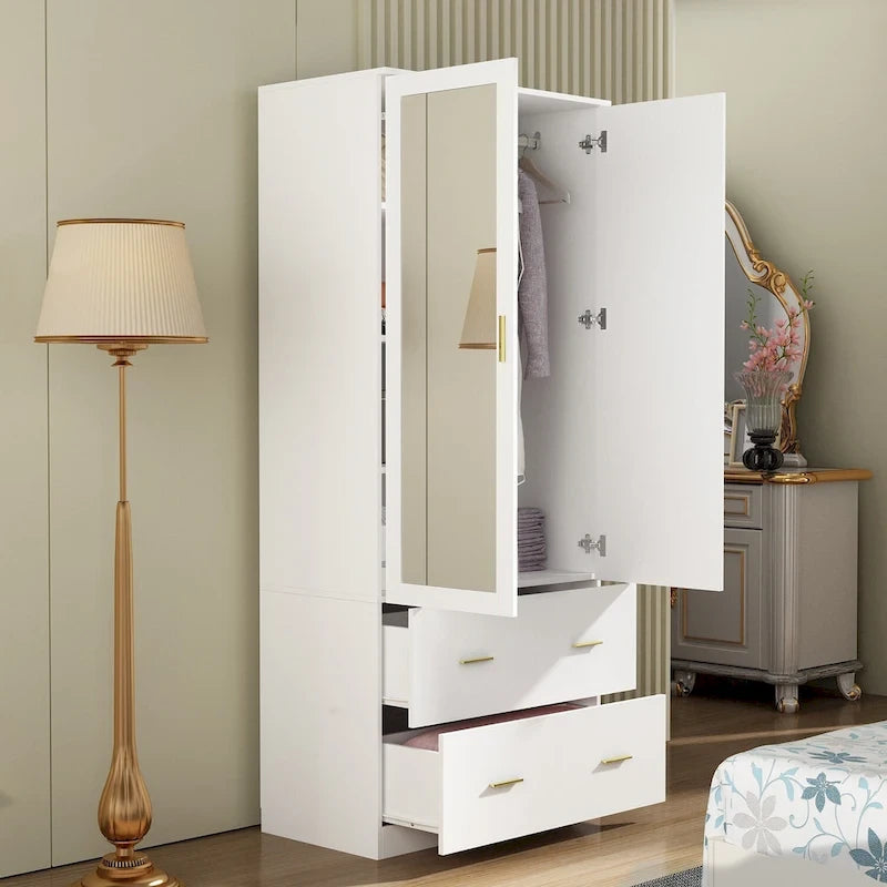Freestanding Modern Minimalist Bedroom Wooden Armoire Wardrobe 17