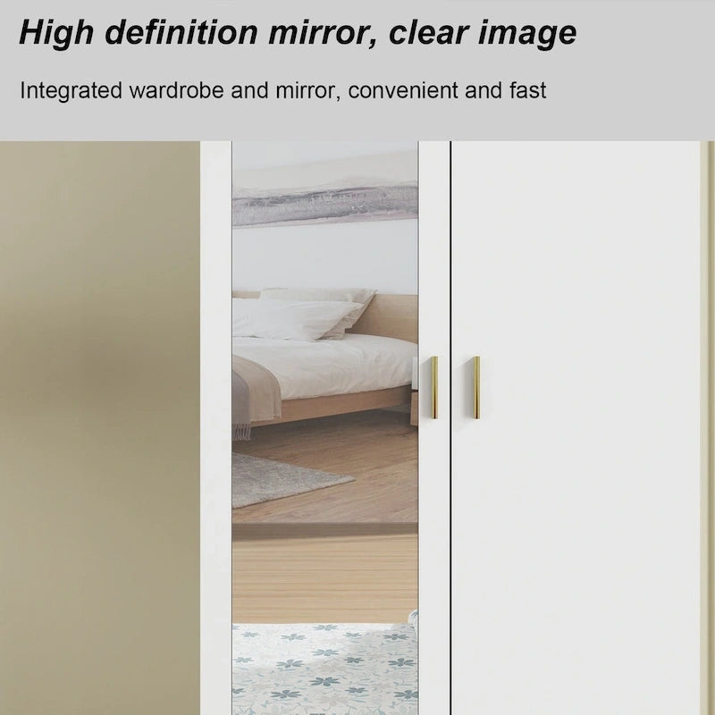 Freestanding Modern Minimalist Bedroom Wooden Armoire Wardrobe 21