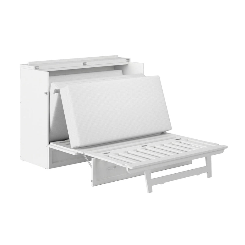 Northfield Full Murphy Bed Chest with Mattress in White