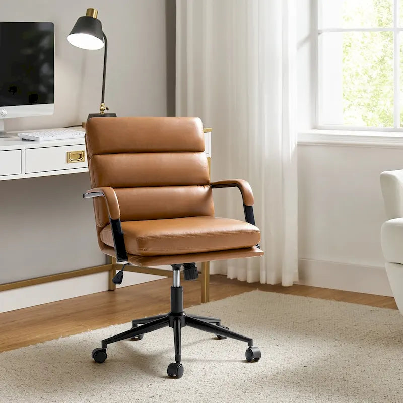 Joseph Modern Task Faux Leather Chair with Tilt Lock and Center Tilt by HULALA HOME 44