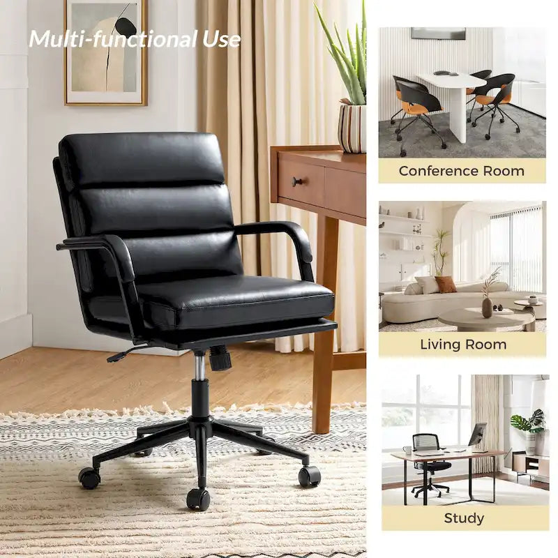 Joseph Modern Task Faux Leather Chair with Tilt Lock and Center Tilt by HULALA HOME 10