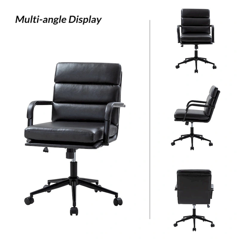 Joseph Modern Task Faux Leather Chair with Tilt Lock and Center Tilt by HULALA HOME 11