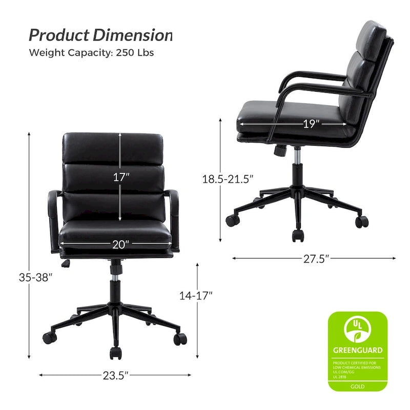 Joseph Modern Task Faux Leather Chair with Tilt Lock and Center Tilt by HULALA HOME 12