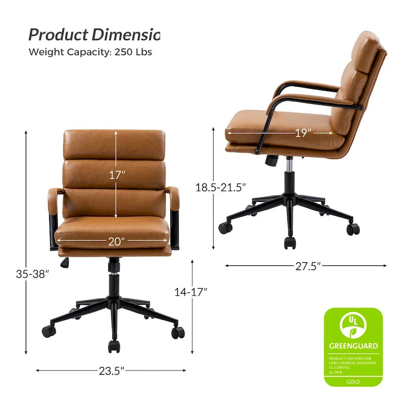 Joseph Modern Task Faux Leather Chair with Tilt Lock and Center Tilt by HULALA HOME 19