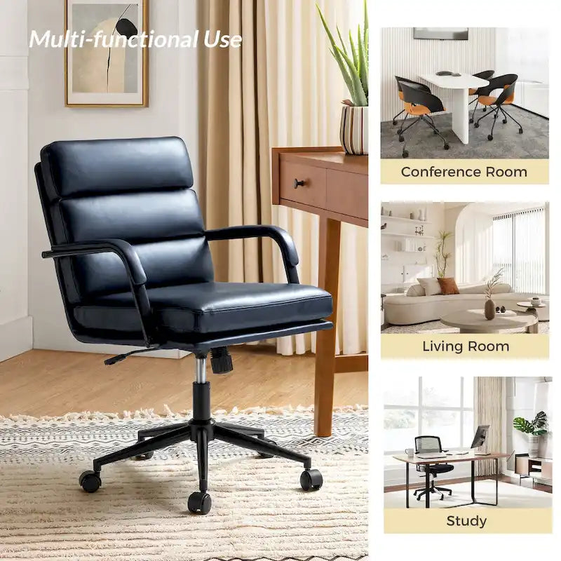 Joseph Modern Task Faux Leather Chair with Tilt Lock and Center Tilt by HULALA HOME 26