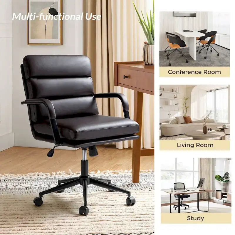 Joseph Modern Task Faux Leather Chair with Tilt Lock and Center Tilt by HULALA HOME 35