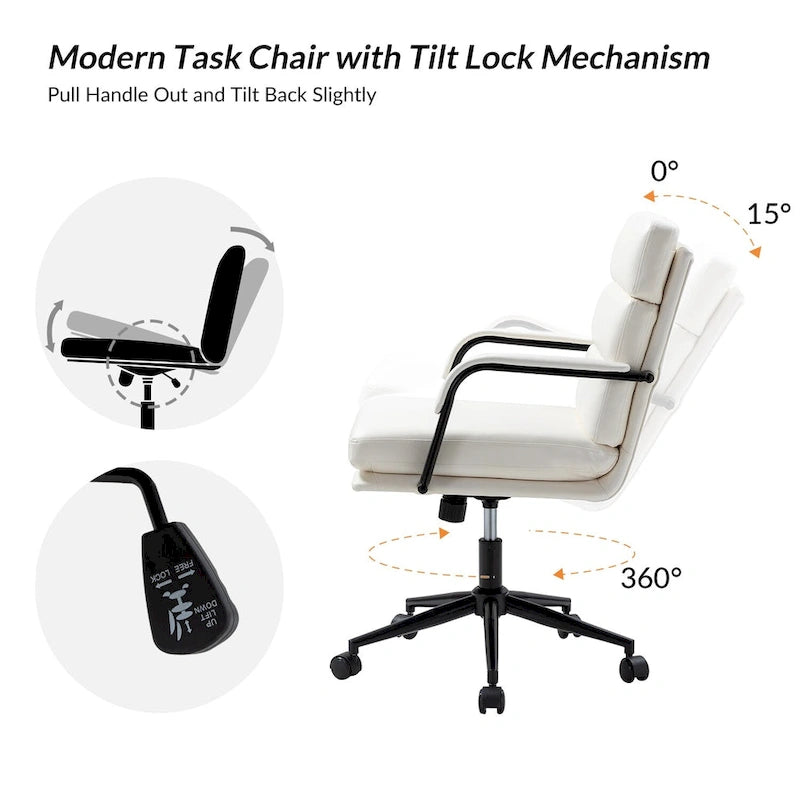 Joseph Modern Task Faux Leather Chair with Tilt Lock and Center Tilt by HULALA HOME 41