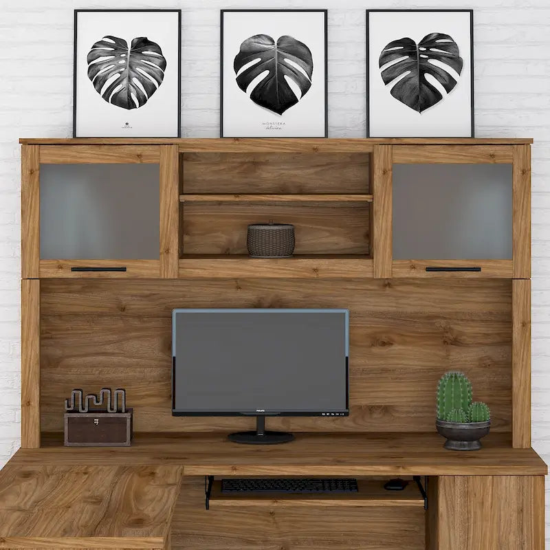 Bush Furniture Somerset Ash Gray 60W Hutch for L Shaped Desk - 59.09L x 12.50W x 35.69H 51
