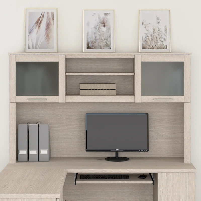 Bush Furniture Somerset Ash Gray 60W Hutch for L Shaped Desk - 59.09L x 12.50W x 35.69H 52