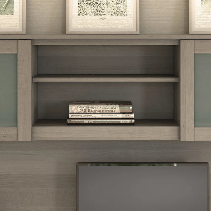 Bush Furniture Somerset Ash Gray 60W Hutch for L Shaped Desk - 59.09L x 12.50W x 35.69H 4