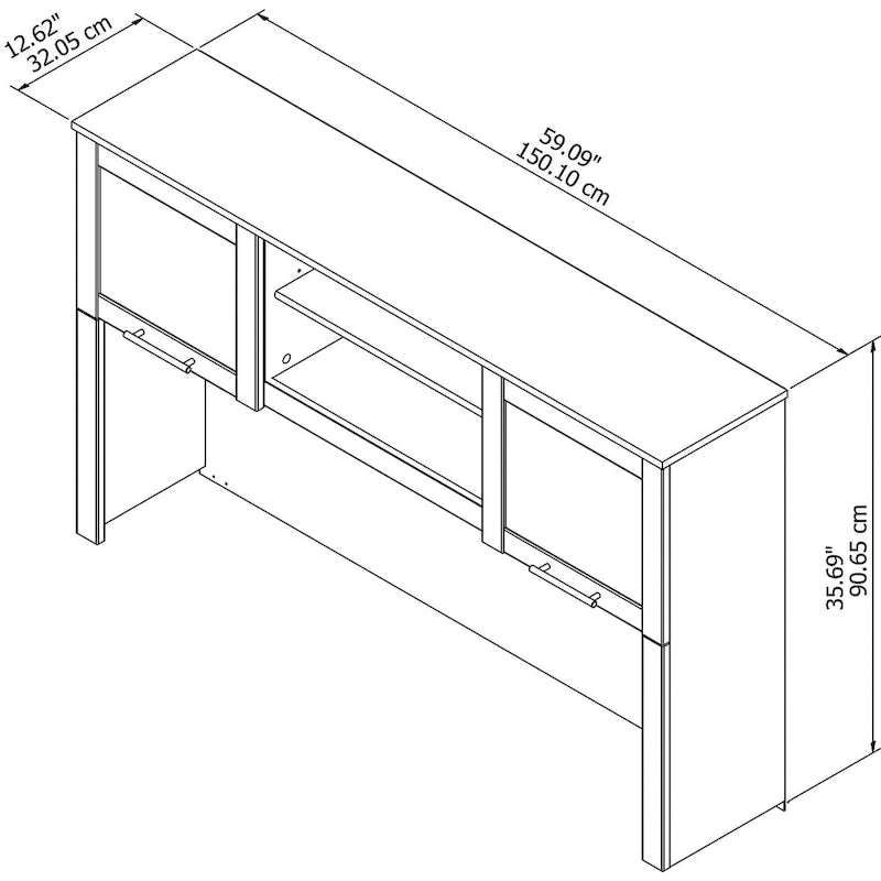 Bush Furniture Somerset Ash Gray 60W Hutch for L Shaped Desk - 59.09L x 12.50W x 35.69H 6