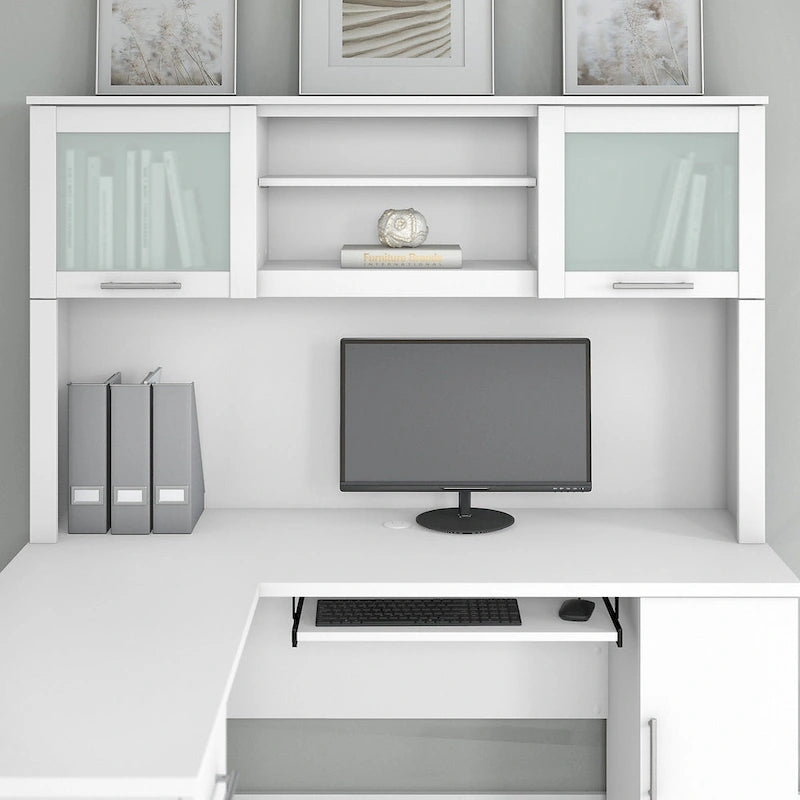 Bush Furniture Somerset Ash Gray 60W Hutch for L Shaped Desk - 59.09L x 12.50W x 35.69H 16