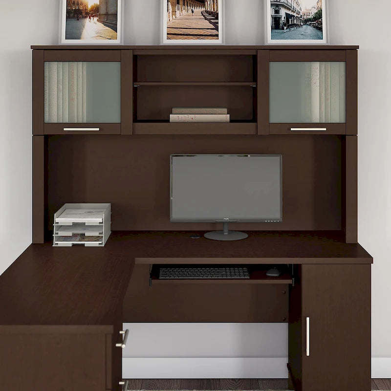 Bush Furniture Somerset Ash Gray 60W Hutch for L Shaped Desk - 59.09L x 12.50W x 35.69H 22