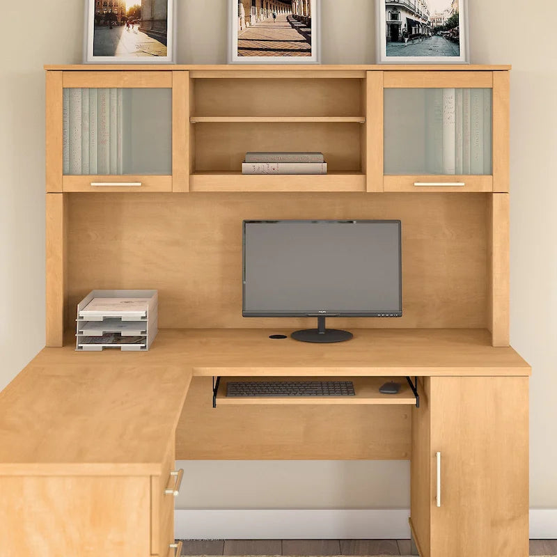 Bush Furniture Somerset Ash Gray 60W Hutch for L Shaped Desk - 59.09L x 12.50W x 35.69H 29