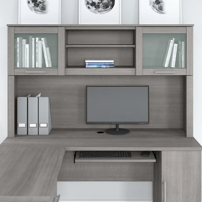 Bush Furniture Somerset Ash Gray 60W Hutch for L Shaped Desk - 59.09L x 12.50W x 35.69H 35