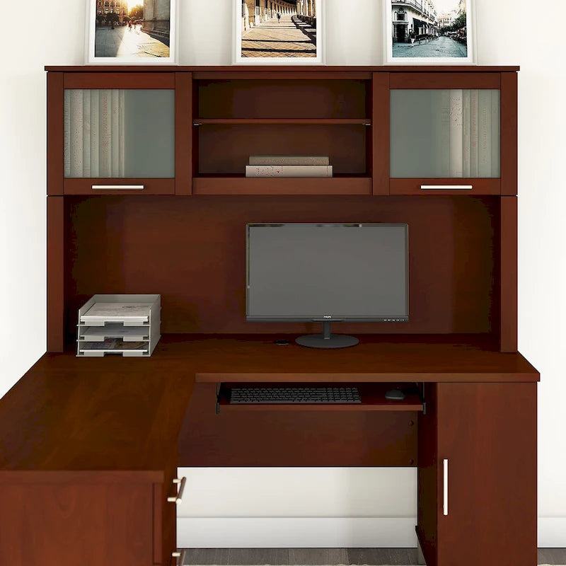 Bush Furniture Somerset Ash Gray 60W Hutch for L Shaped Desk - 59.09L x 12.50W x 35.69H 41