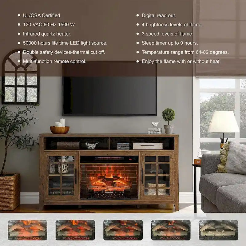 TV Stand for TVs up to 55 with Electric Fireplace 8