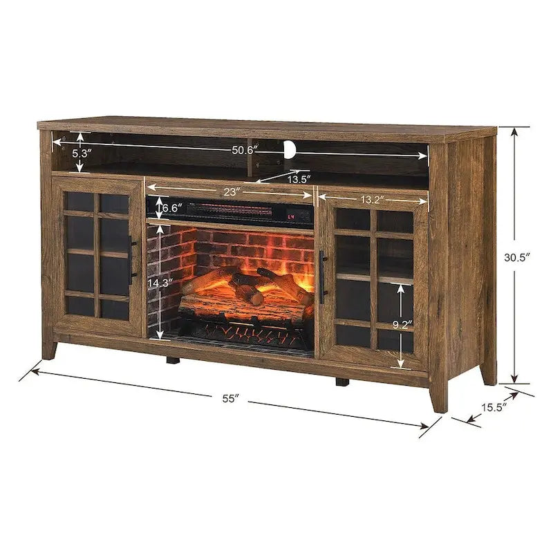 TV Stand for TVs up to 55 with Electric Fireplace 10
