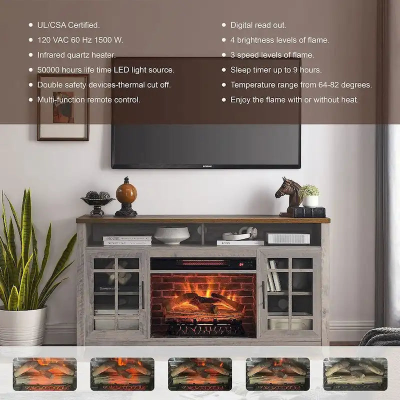 TV Stand for TVs up to 55 with Electric Fireplace 14