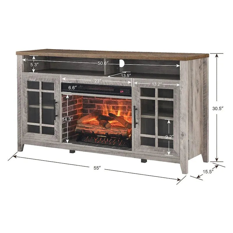 TV Stand for TVs up to 55 with Electric Fireplace 16