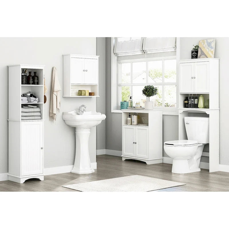Spirich-Bathroom Shelf Storage Cabinet Over the Toilet with door 9