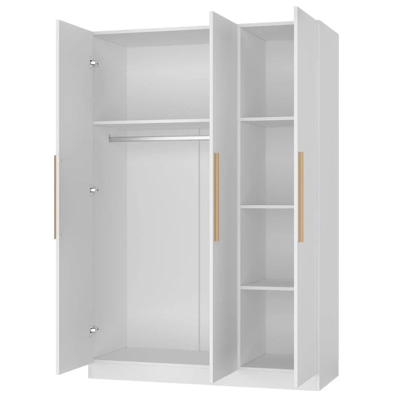 Wardrobe Armoire Wooden Closet Cabinet 6 Storage Cube and Hanging Rod 34