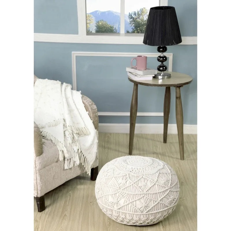 Sevita Mystic Macrame Natural Pouf Ottoman