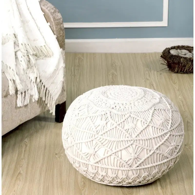 Sevita Mystic Macrame Natural Pouf Ottoman 5
