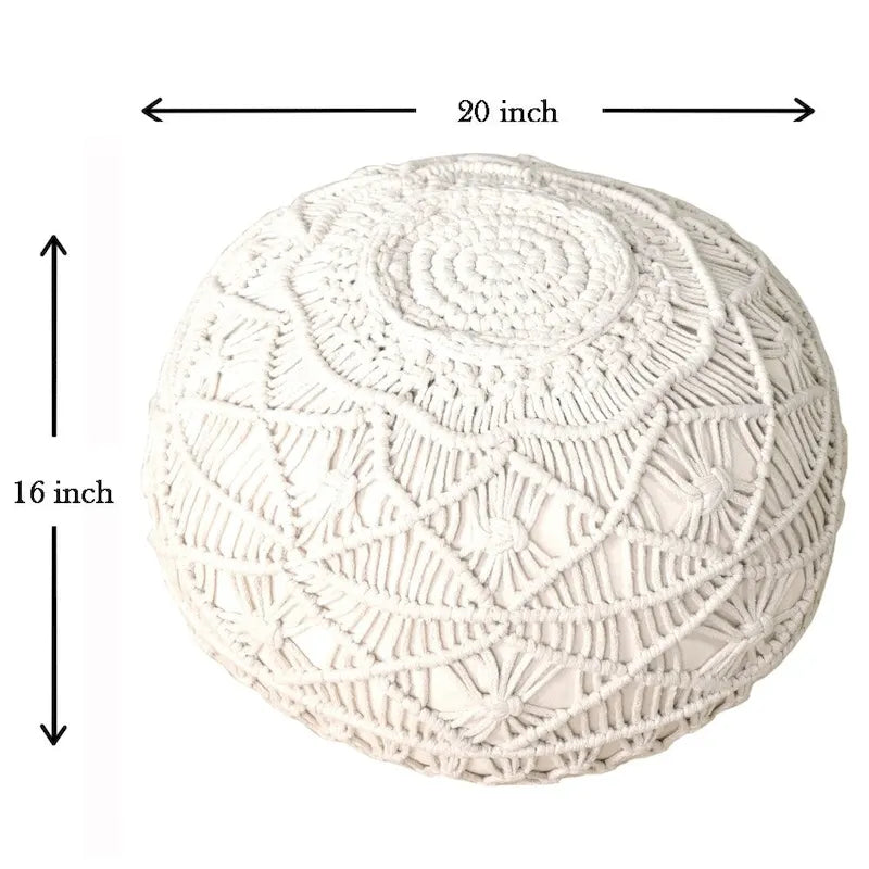 Sevita Mystic Macrame Natural Pouf Ottoman 6