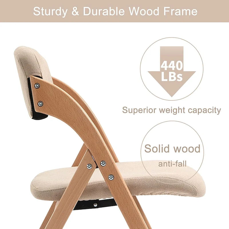 Wooden Stackable Dining Folding Chairs with Padded Seats(Set of 4) 7